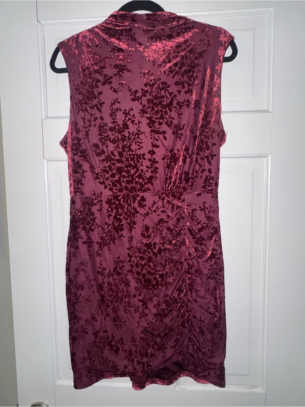 Lulu's Wine Floral Burnout Sleeveless Dress